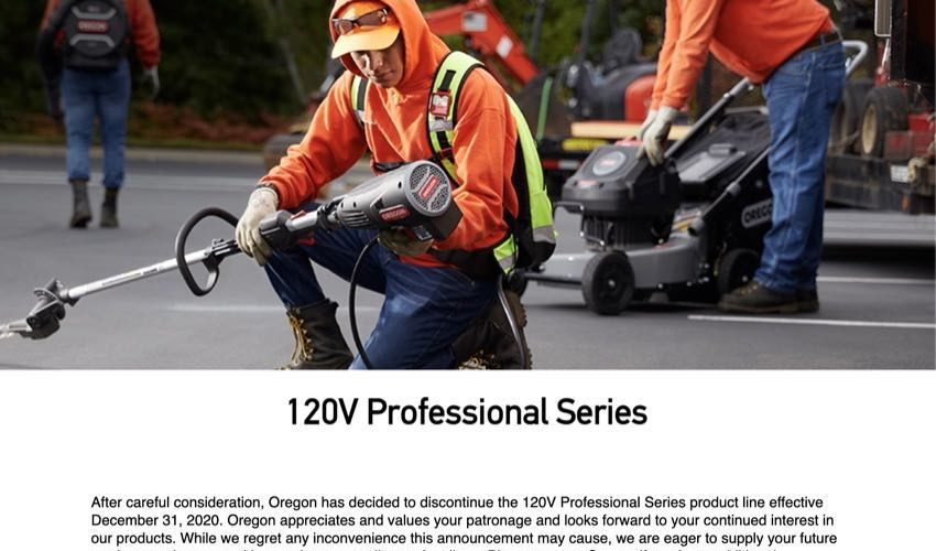 Oregon 120V Professional Tools Discontinued and No Longer Sold