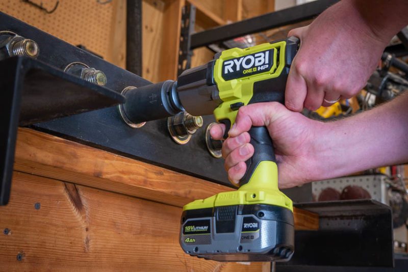 Ryobi HP Brushless High Torque Impact Wrench in Action