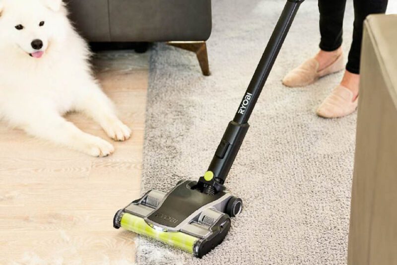 Stick Vac: Ryobi 18V One+ HP Cordless Pet Vacuum with Dual Wheels PBLSV717