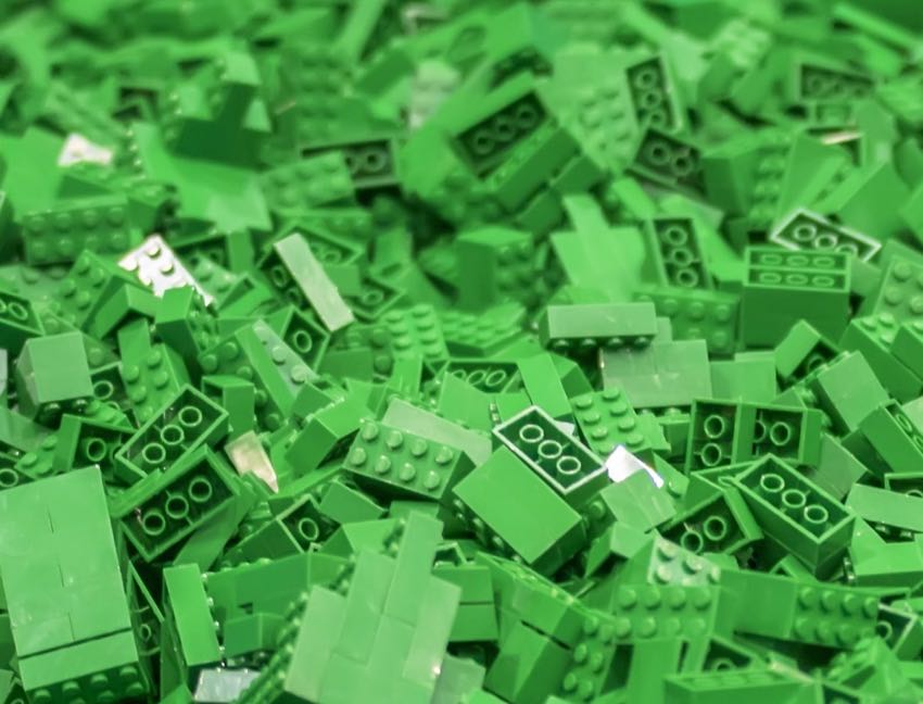 Legos bricks separated by color Green