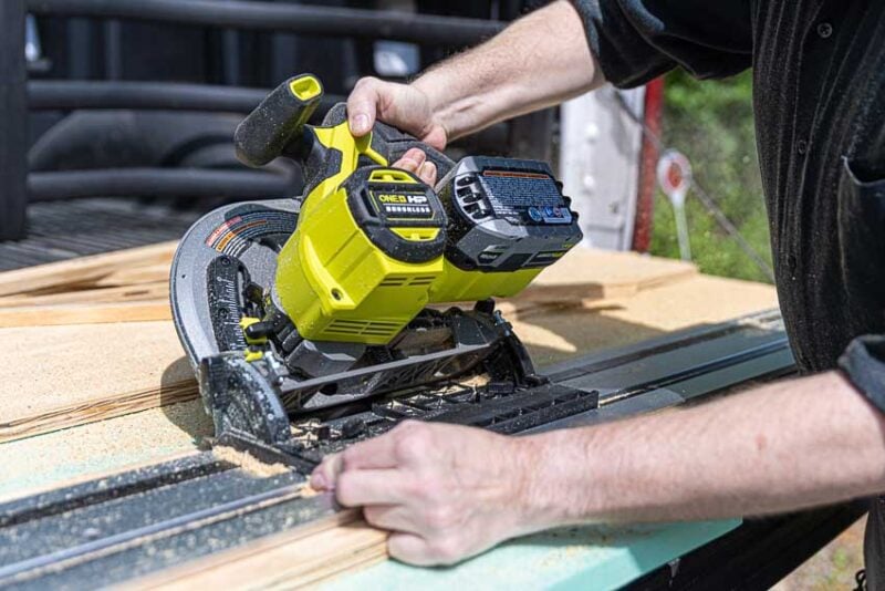 RYOBI ONE+ HP 18V Brushless Cordless 6-1/2 in. Track Saw (Tool Only) PTS01B  - The Home Depot