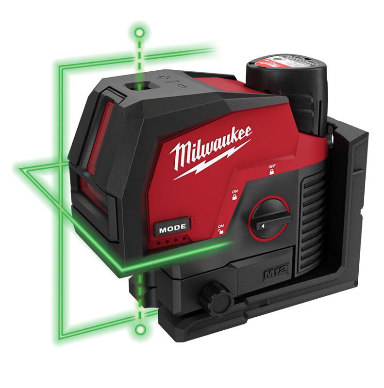 Milwaukee M12 Green Cross Line and Plumb Points Laser Level