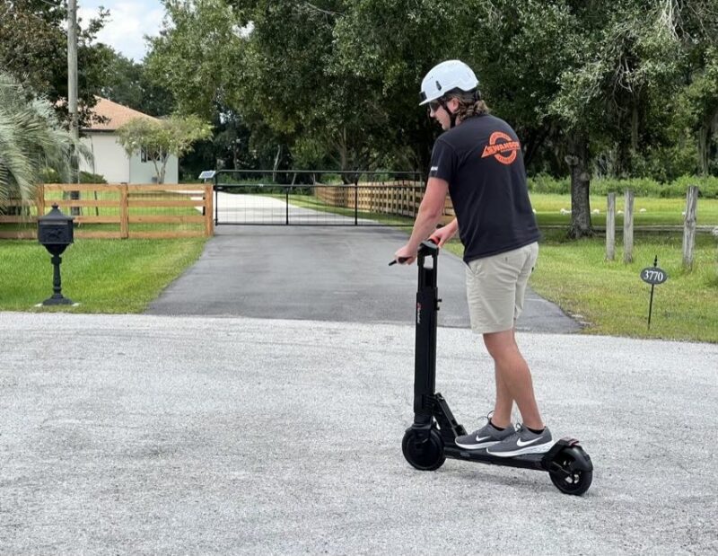 riding the Turboant X8 scooter