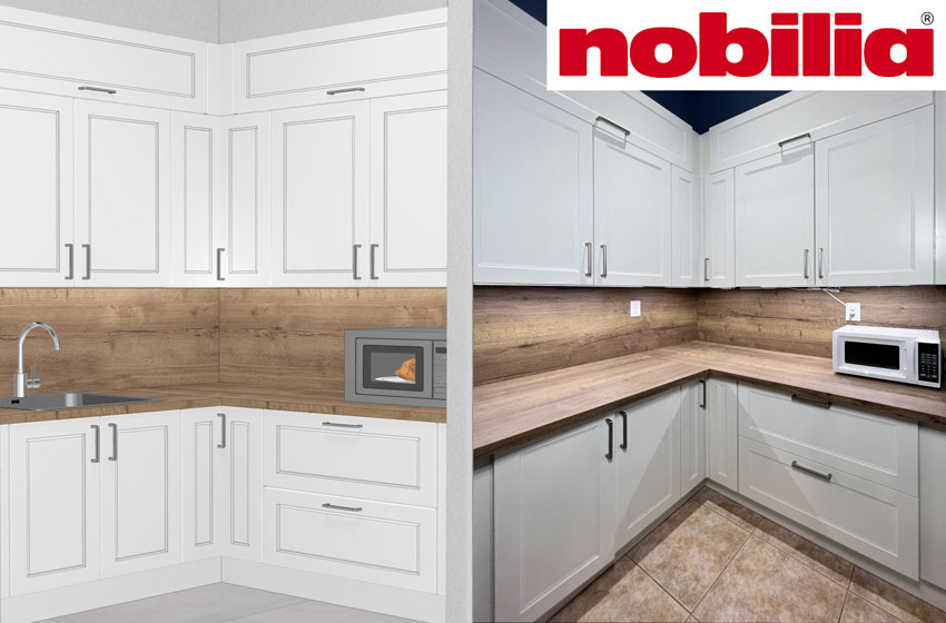 small kitchen remodel with Nobilia pre-assembled cabinets