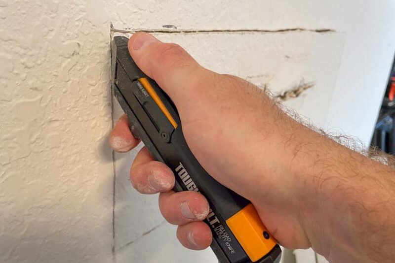 How to Patch Drywall Step 3 — Cut Out The Damage