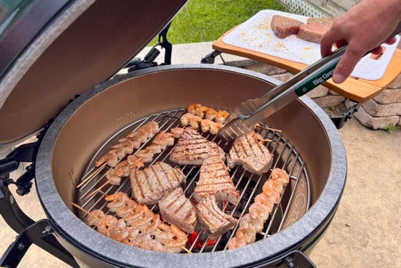 Tuna Steaks and Shrimp Skewers