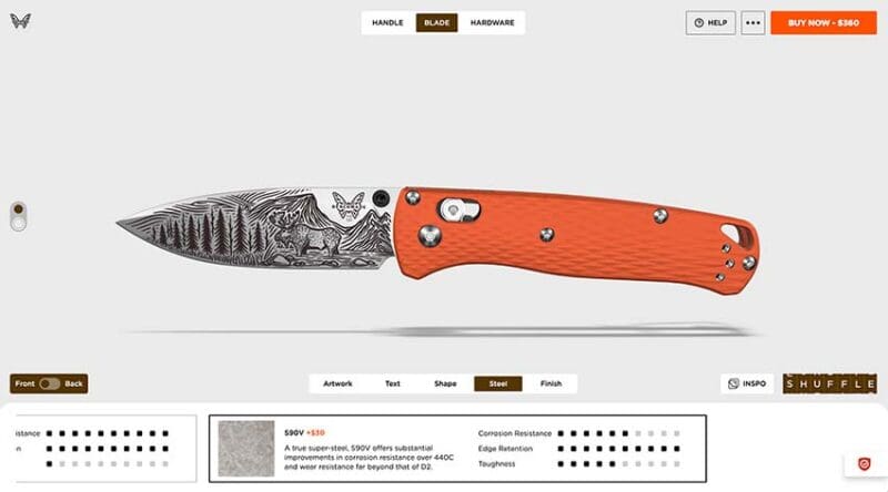 Benchmade Custom Bugout Pocket Knife Blade Steel