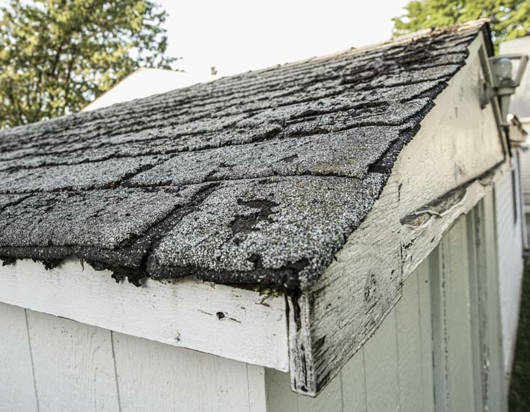 visible signs of damage around roof features