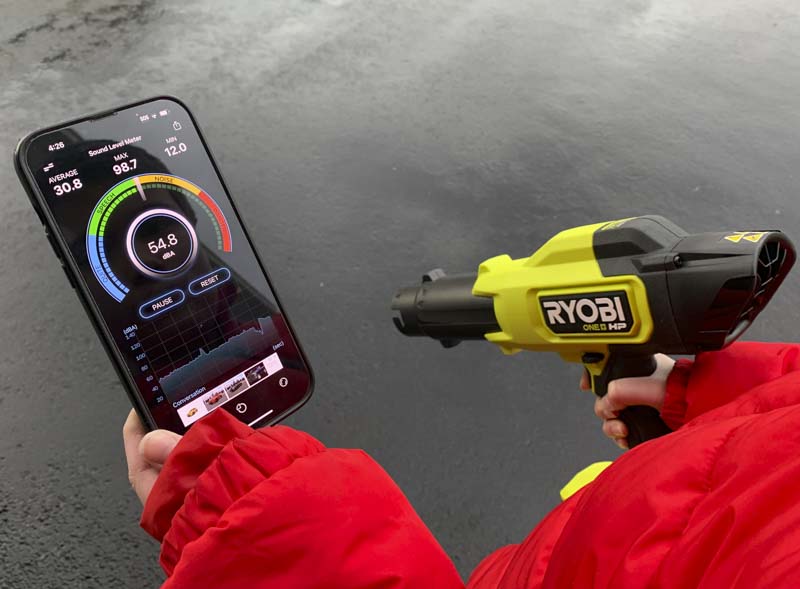 ryobi 18v compact blower noise level