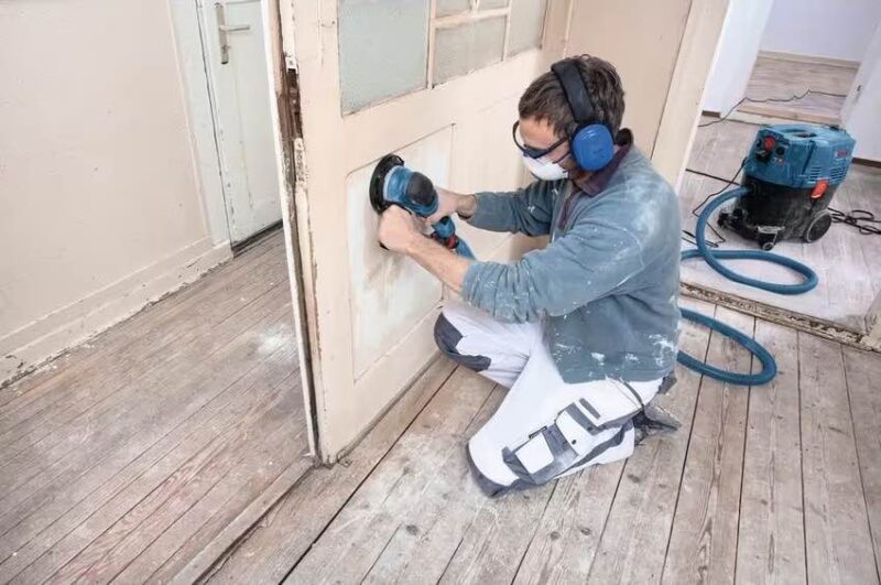 sanding to remove paint