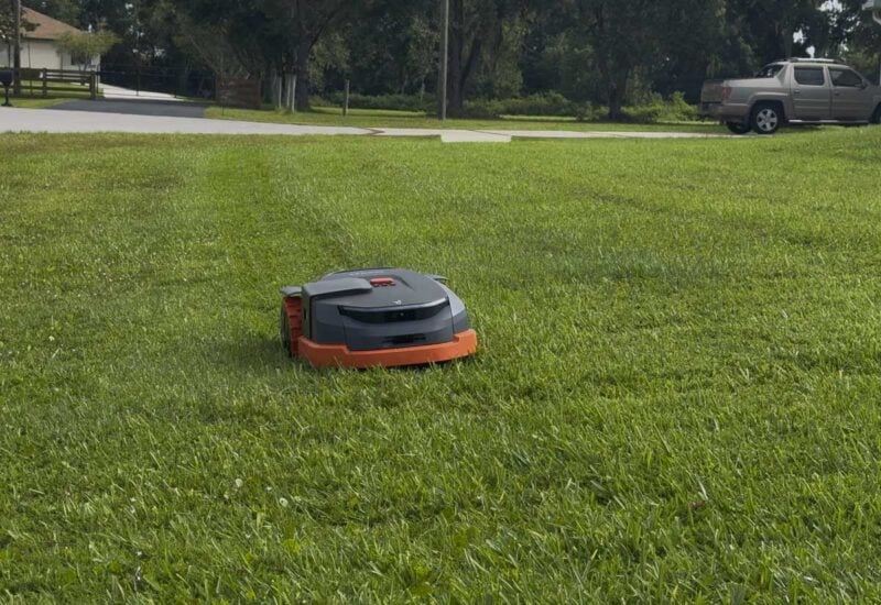 Segway Navimow X3 Series mowing toward camera hilly