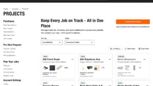 Home Depot Project Planning Tool