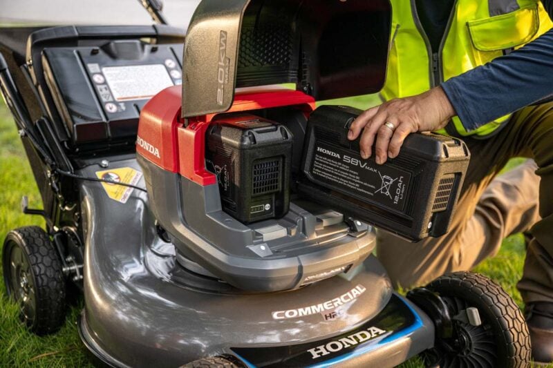 Inserting Batteries into a Honda Mower
