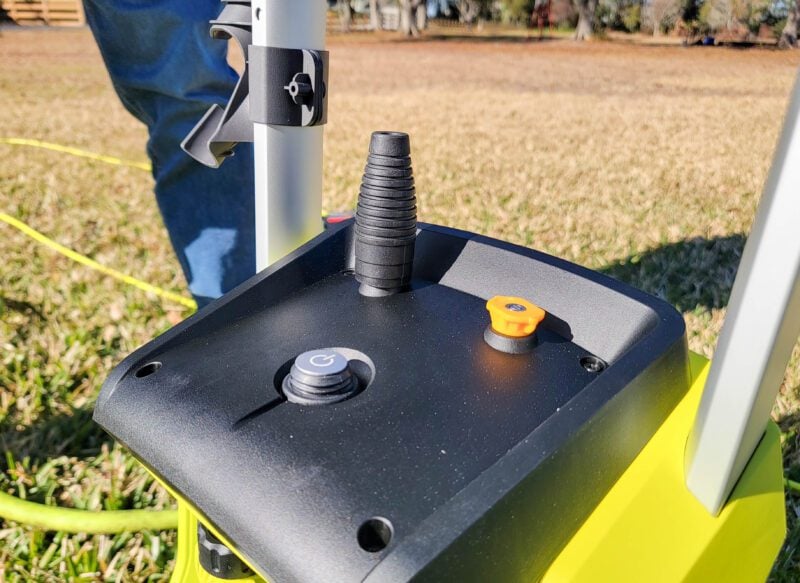 Power button and nozzle storage