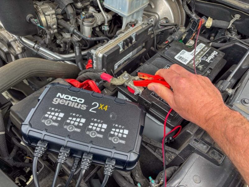 NOCO Genius 2x4 Connecting to Truck Battery