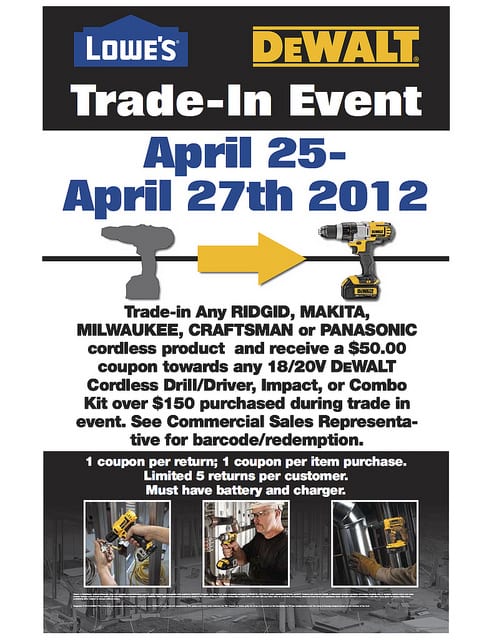 DeWalt Trade-in Event at Lowes April 25-27